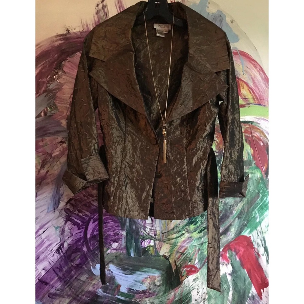 PULI Belted Blazer Jacket Size 8 Medium -36 Bust